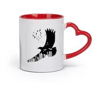 AYUEHBN ceramics White Mugs American Bald Eagle Birds Big City Gothic Style （11oz/320ml） for Coffee, Soup, Tea, Milk, Latte, hot Cocoa, Ladies, Men Red