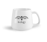 AYUEHBN Frutta in ceramica Bicchieri in ceramica per la casa Occhi del Buddha Mantra Om Buddismo Buddista Yoga （14oz/400ml） per tè, caffè, latte, cappuccino