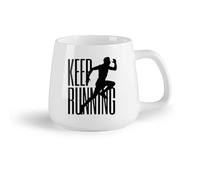 AYUEHBN Frutta in ceramica Caffè e bevande calde Keep Running Sport Logo Atletica Centro fitness Ginnastica （14oz/400ml） Uso in bar o ristorante