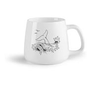 AYUEHBN Frutta in ceramica Personalizzata Tazze Coda di balena in stile marino, onde di animali dell'oceano （14oz/400ml） Ideale per casa e ufficio
