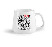 AYUEHBN Frutta in ceramica Tazza da caffè elegante Il mio gruppo sanguigno è il caffè, frase in calligrafia da caffè （14oz/400ml） per Tè, caffè e bevande calde