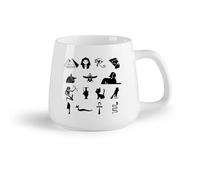 AYUEHBN Frutta in ceramica Tazza da caffè elegante Simboli dei cartoni animati Antico Egitto Dio Faraone Cleopatra Regina （14oz/400ml） per espresso
