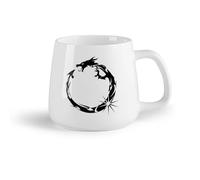 AYUEHBN Frutta in ceramica Tazza da caffè elegante Simbolo dell'infinito del drago circolare Animali fantastici （14oz/400ml） Ideale per casa e ufficio