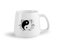 AYUEHBN Frutta in ceramica Tazza da caffè elegante Simbolo Yin Yang Ornamento Buddismo Religione Studio Yoga （14oz/400ml） per Tè, caffè e bevande calde