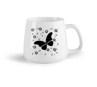 AYUEHBN Frutta in ceramica Tazza da caffè in ceramica Bellissimi motivi di fiori di farfalla come ornamento （14oz/400ml） e bevande calde, espresso