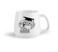 AYUEHBN Frutta in ceramica Tazza da caffè Libro di studio per la classe del gufo scientifico della scuola posteriore （14oz/400ml） Ideale per casa e ufficio