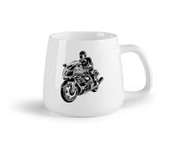 AYUEHBN Frutta in ceramica Tazza da caffè Motociclista in sella a una motocicletta, emblema sportivo dei motociclisti （14oz/400ml） per casa e ufficio