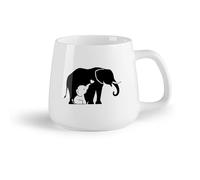 AYUEHBN Frutta in ceramica Tazza da tè e caffè alla moda Cucciolo di elefante con la madre Animali Asilo nido per bambini （14oz/400ml） Ristorante, ufficio