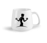 AYUEHBN Frutta in ceramica Tazza da tè e caffè alla moda Ginnastica Fitnesscenter Sport Ragazza Bel Corpo Manubri （14oz/400ml） Lavabile in lavastoviglie