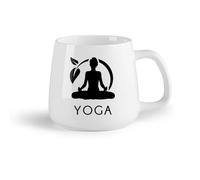 AYUEHBN Frutta in ceramica Tazza da tè e caffè alla moda Meditazione nella posizione del loto della ragazza yoga del germoglio （14oz/400ml） Ristorante, ufficio