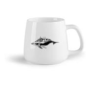 AYUEHBN Frutta in ceramica Tazza da tè e caffè alla moda Paesaggio della città degli animali dell'oceano marino della balena blu （14oz/400ml） per ufficio, casa