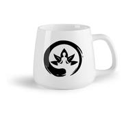 AYUEHBN Frutta in ceramica Tazza da tè e caffè alla moda Simbolo del cerchio Enso Yoga Meditazione Fiore di Loto （14oz/400ml） per espresso, set da tè