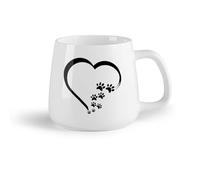 AYUEHBN Frutta in ceramica Tazza da tè e caffè alla moda Simbolo del cuore Amore Animali domestici Tracce Animale Cane Gatto （14oz/400ml） per uomo e donna