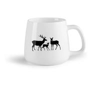 AYUEHBN Frutta in ceramica Tazza da tè in ceramica Animali astratti della foresta della famiglia dei cervi （14oz/400ml） Uso in bar o ristorante