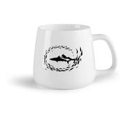 AYUEHBN Frutta in ceramica Tazza da tè in ceramica Modelli di pesci e ragazze subacquee con squali e animali marini nautici （14oz/400ml） per espresso