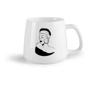 AYUEHBN Frutta in ceramica Tazza da tè latte in porcellana Acconciatura viso di una bella ragazza africana （14oz/400ml） Cappuccino, latte macchiato, tè, espresso