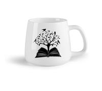 AYUEHBN Frutta in ceramica Tazza da tè latte in porcellana Apri libro Leggi biblioteca Uccelli Ramo di albero （14oz/400ml） Porcellana fine (ceramica)
