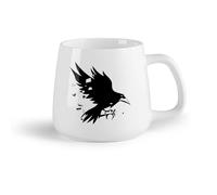 AYUEHBN Frutta in ceramica Tazza da tè latte in porcellana Black Bird Studio Flying Raven Ripper Gothic Style （14oz/400ml） Ottimo regalo per gli innamorati