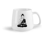 AYUEHBN Frutta in ceramica Tazza da tè latte in porcellana Buddismo Buddha Meditazione calma （14oz/400ml） Caffè, tè, latte macchiato, latte, cacao, succhi di frutta e altre bevande calde