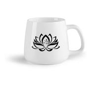AYUEHBN Frutta in ceramica Tazza da tè latte in porcellana Fiore di Loto Om Yoga Buddha ation Living （14oz/400ml） per bevande calde, latte macchiato, cappuccino