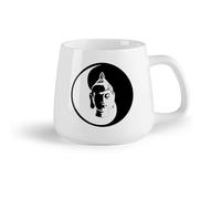 AYUEHBN Frutta in ceramica Tazza da tè latte in porcellana Meditazione del Buddha Yin Yang Buddismo Zen Tao （14oz/400ml） Uso in bar o ristorante