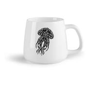 AYUEHBN Frutta in ceramica Tazza da tè latte in porcellana Meduse astratte Animali marini （14oz/400ml） Ufficio, casa, bar, lavabile in lavastoviglie e adatto al microonde