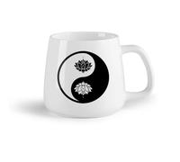 AYUEHBN Frutta in ceramica Tazza da tè latte in porcellana Yin Yang Meditazione del Fiore di Loto Zen Yoga （14oz/400ml） Perfetto per cucine, ristoranti e bar, ottima idea regalo
