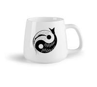 AYUEHBN Frutta in ceramica Tazza da tè latte in porcellana Yin Yang Pesci Buddismo Pesci Simbolo Yoga （14oz/400ml） Lavabile in lavastoviglie e adatto al microonde
