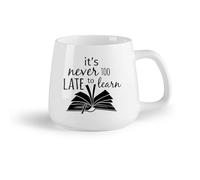 AYUEHBN Frutta in ceramica Tazza in ceramica Citazione dallo studio del libro della biblioteca: non è mai troppo tardi per imparare （14oz/400ml） Bar o regalo