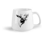 AYUEHBN Frutta in ceramica Tazza in ceramica Club di caccia agli animali della foresta di cervi con corna di testa di alce （14oz/400ml） per uomo e donna