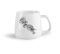 AYUEHBN Frutta in ceramica Tazza in ceramica per caffè, tè e cacao Morte Scheletro Mano Teschio Ossa Fiore Rosa （14oz/400ml） Uso in bar o ristorante