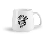 AYUEHBN Frutta in ceramica Tazza in ceramica per caffè, tè e cacao Ornamento elefante indiano Ganesha （14oz/400ml） Lavabile in lavastoviglie e adatto al microonde