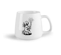 AYUEHBN Frutta in ceramica Tazza in ceramica per caffè, tè e cacao Preghiera del piccolo angelo con candela （14oz/400ml） Ottimo regalo per gli innamorati