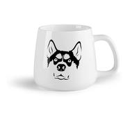 AYUEHBN Frutta in ceramica Tazza in ceramica per caffè, tè e cacao Testa di cane da compagnia Husky （14oz/400ml） Lavabile in lavastoviglie, adatto al microonde, per ufficio e casa