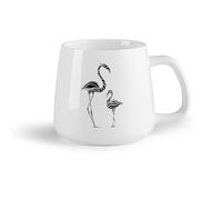 AYUEHBN Frutta in ceramica Tazza in ceramica per caffè, tè e cacao Uccelli esotici astratti Fenicotteri Onde （14oz/400ml） Uso in bar o ristorante