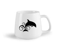 AYUEHBN Frutta in ceramica Tazza in ceramica per casa e ufficio Delfino Animale Oceano Onda （14oz/400ml） Caffè, tè, latte macchiato, latte, cacao, succhi di frutta e altre bevande calde