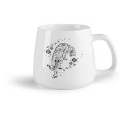 AYUEHBN Frutta in ceramica Tazza in ceramica per casa e ufficio Rose Tigre Fiori Animali Selvatici della Giungla （14oz/400ml） Ideale per casa e ufficio