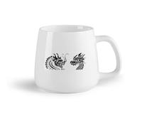 AYUEHBN Frutta in ceramica Tazza in ceramica per casa e ufficio Tatuaggio Drago Cinese Mitologia Tribale Orientale （14oz/400ml） per tè, caffè, latte, cappuccino