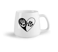 AYUEHBN Frutta in ceramica Tazza in porcellana Simbolo del cuore con impronta di zampa di uomo e cane del negozio di animali domestici （14oz/400ml） per casa e ufficio