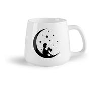 AYUEHBN Frutta in ceramica Tazza, tazza da caffè/tè Lettura del libro Il ragazzo sulla luna crescente （14oz/400ml） Perfetto per cucine, ristoranti e bar, ottima idea regalo