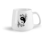 AYUEHBN Frutta in ceramica Tazza, tazza da caffè/tè Simbolo del cerchio Yin Yang in bianco e nero Studio di yoga （14oz/400ml） e bevande calde, espresso
