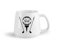 AYUEHBN Frutta in ceramica Tazze bianche Logo della palla da golf sportiva con mazza da golf e giocatore di parole （14oz/400ml） per latte, tè, cola, acqua