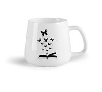 AYUEHBN Frutta in ceramica Tazze da caffè con manico Apri la biblioteca del libro magico delle farfalle Fiaba （14oz/400ml） Regalo per uomo o donna