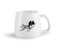 AYUEHBN Frutta in ceramica Tazze da caffè con manico Due uccelli, tramonto, ramo di albero, romanticismo, fiori （14oz/400ml） Ottimo regalo per gli innamorati
