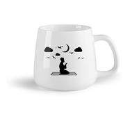 AYUEHBN Frutta in ceramica Tazze da caffè con manico Islam Musulmano Luna Preghiera Religione Uccelli Cielo （14oz/400ml） per Tè, caffè e bevande calde