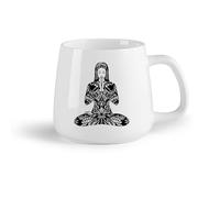 AYUEHBN Frutta in ceramica Tazze da caffè con manico Posizione astratta della ragazza yoga nella meditazione del loto （14oz/400ml） Ristorante, ufficio