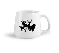AYUEHBN Frutta in ceramica Tazze da caffè con manico Silhouette di animali della foresta, alce, cervo, orso, lupo （14oz/400ml） per latte, tè, cola, acqua