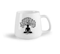 AYUEHBN Frutta in ceramica Tazze da caffè con manico Vita spirituale Buddha seduto nella posizione del loto Yoga （14oz/400ml） Un bel regalo di Natale