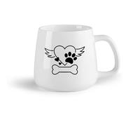 AYUEHBN Frutta in ceramica Tazze da caffè e tè Negozio di animali con impronta di zampa di cane a forma di cuore con ali （14oz/400ml） per uomo e donna