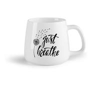 AYUEHBN Frutta in ceramica Tazze da caffè e tè Tarassaco, respira semplicemente, parole di ispirazione, yoga, meditazione （14oz/400ml） per uomo e donna